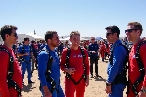 Skydivers at a desert boogie
