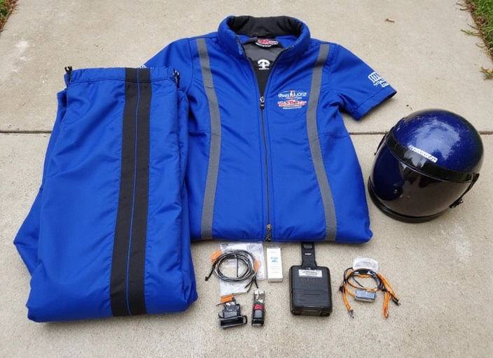 Skydiving equipment laid out for inspection