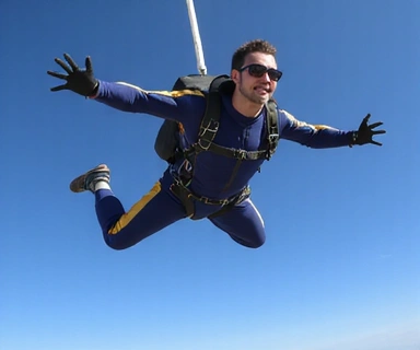 Experienced skydiver performing aerial maneuvers
