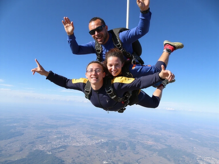 Skydivers in freefall formation over DeLand