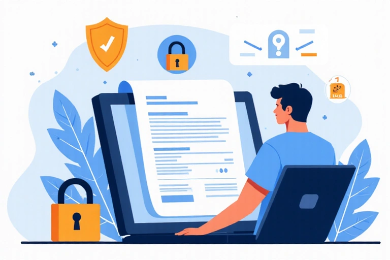 Illustration of a person interacting with a secure online form