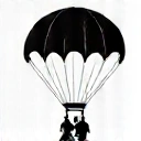 An open parachute gracefully descending with two people underneath, representing the parachute ride.